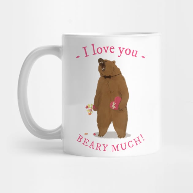 I Love You Beary Much Bear Saying Puns Word Funny Celebrate Valentine's Day by All About Midnight Co